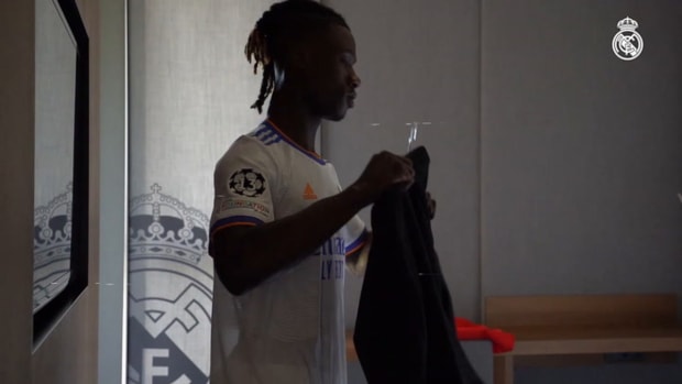 Eduardo Camavinga was presented as a Real Madrid player a year ago